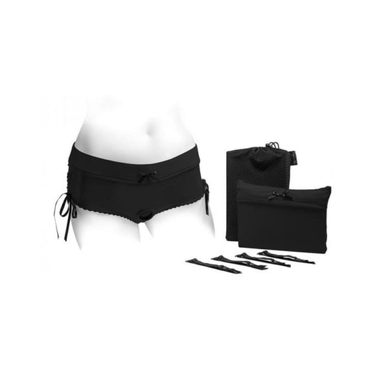 Spareparts Sasha Cinch Booty Short Harness Black Size 3xl