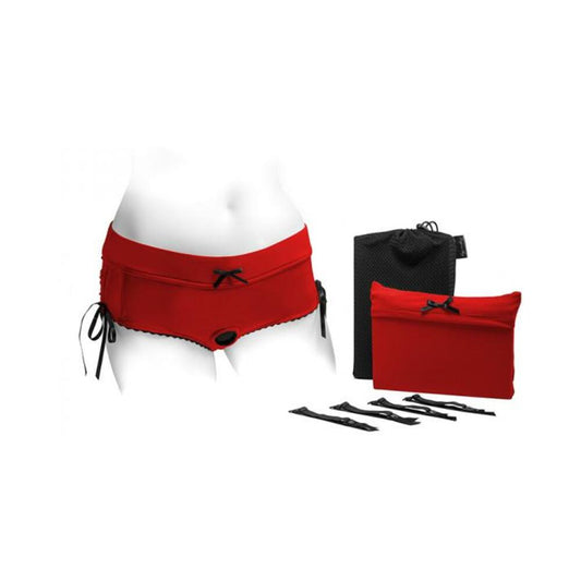 Spareparts Sasha Cinch Booty Short Harness Red/black Size 2xl