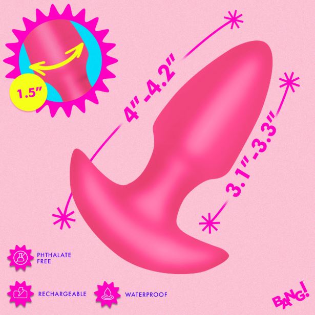 Thrusting and Vibrating Silicone Butt Plug - Pink