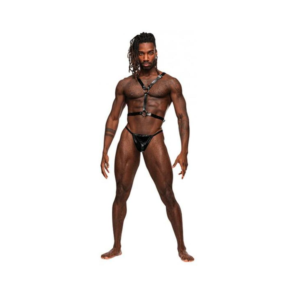 Sagittarius Pu Leather Chest & Winged Back Harness Black O/s