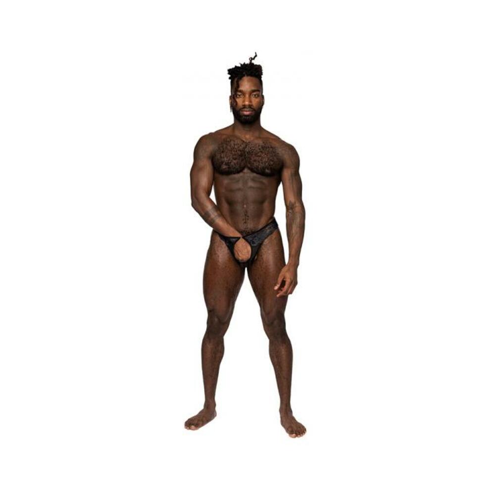 Male Power Sassy Lace Open Ring Thong Black L/xl