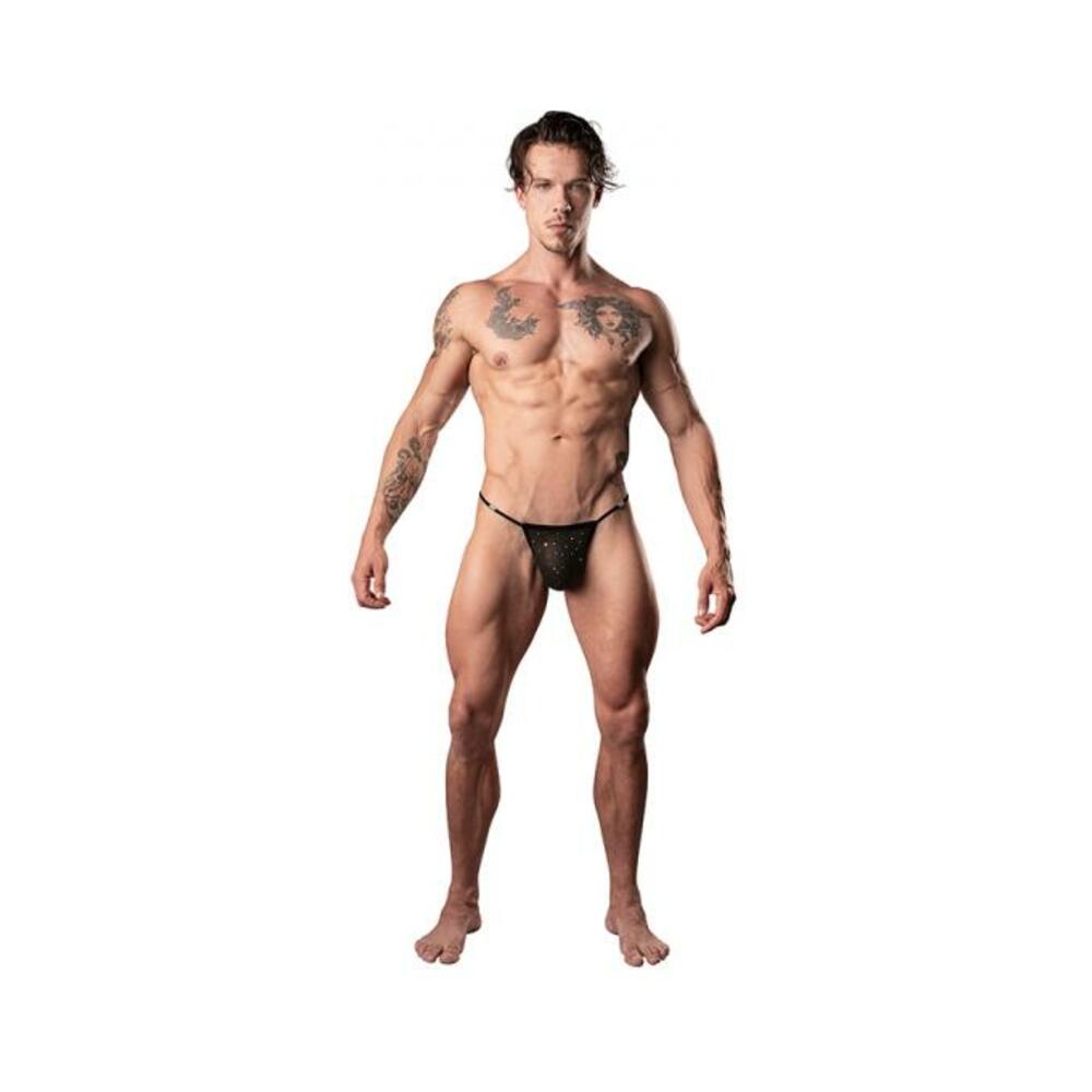 Male Power Show Stopper Posing Strap Silver Mesh Dot O/s
