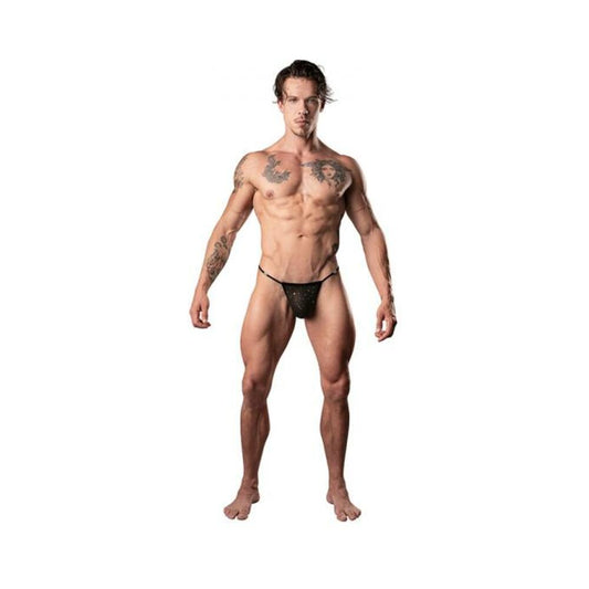 Male Power Show Stopper Posing Strap Silver Mesh Dot O/s