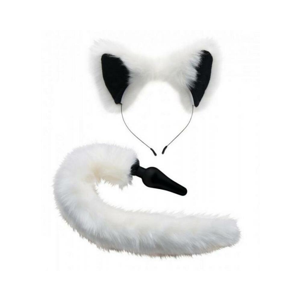 White Fox Tail Anal Plug and Ears Set