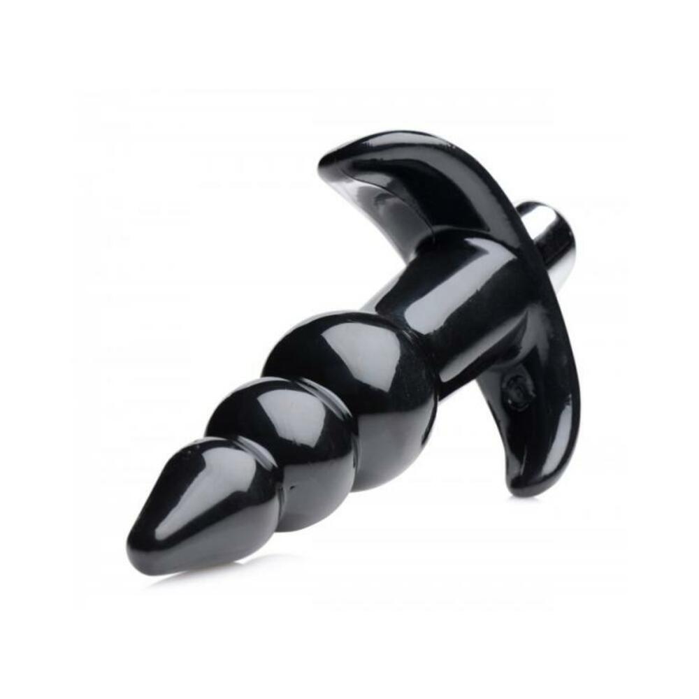 Ribbed Vibrating Butt Plug - Black
