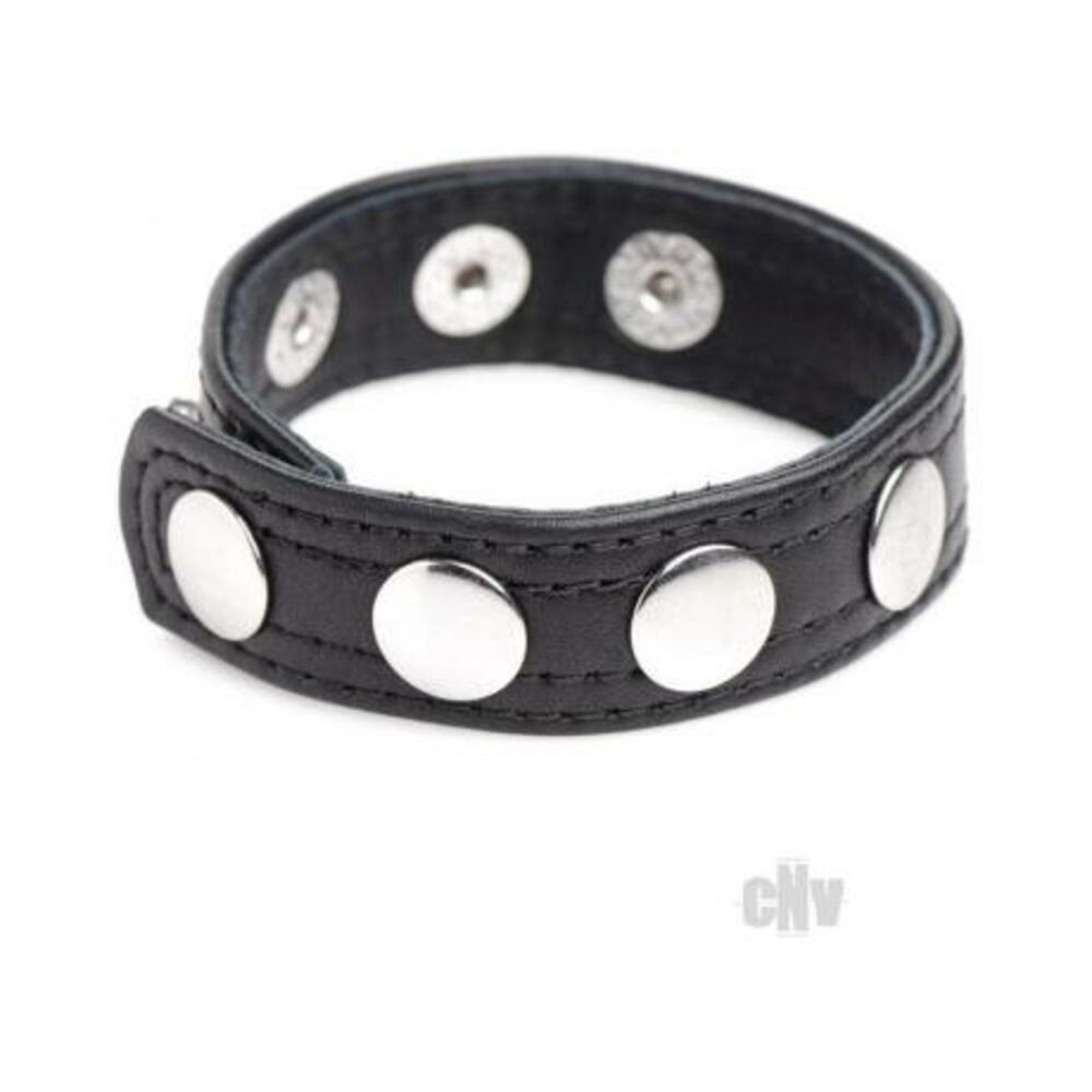 Leather Speed Snap Cock Ring - Black
