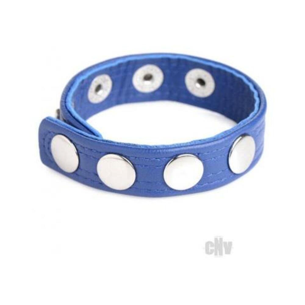 Leather Speed Snap Cock Ring - Blue