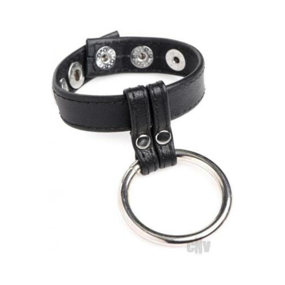 Leather and Steel Cock and Ball Ring
