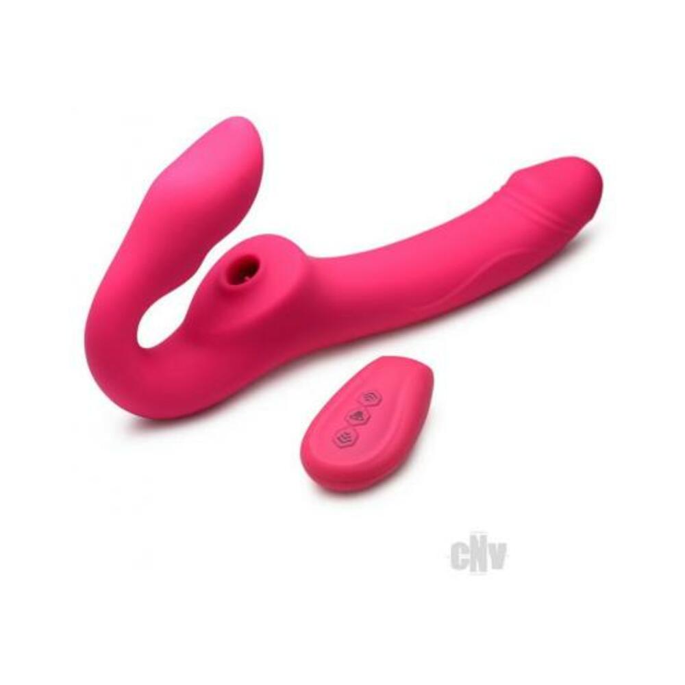 Licking and Vibrating Strapless Strap-On with Remote Control
