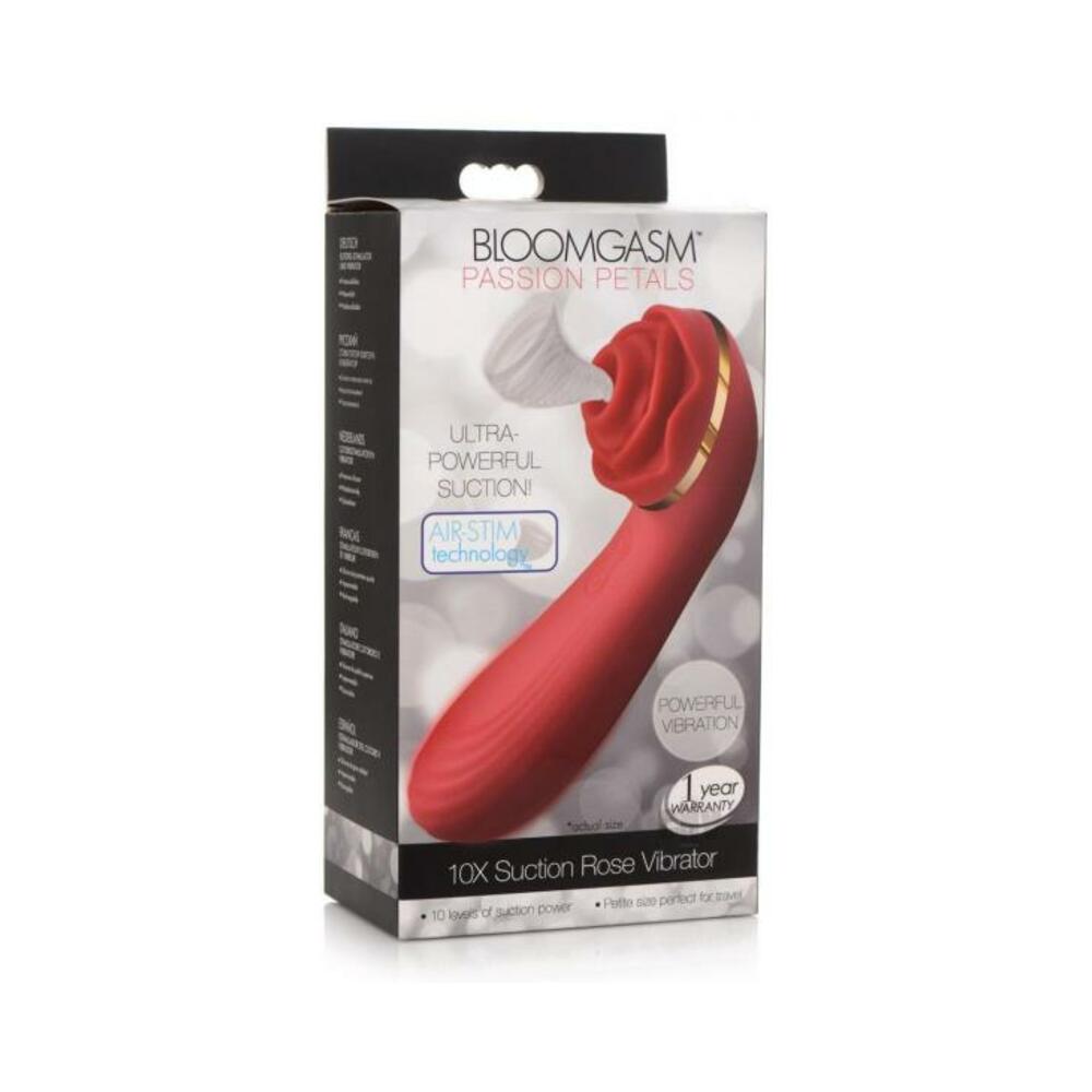 Passion Petals 10X Silicone Suction Rose Vibrator - Red