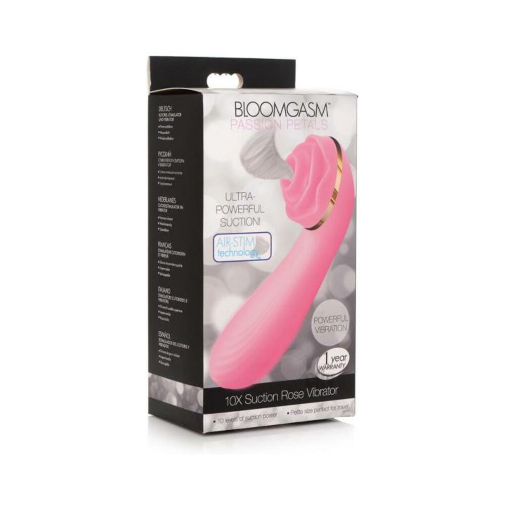 Passion Petals 10X Silicone Suction Rose Vibrator - Pink