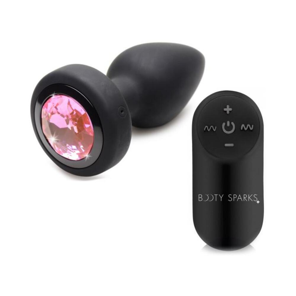 28X Vibrating Silicone Pink Gem Anal Plug - Small