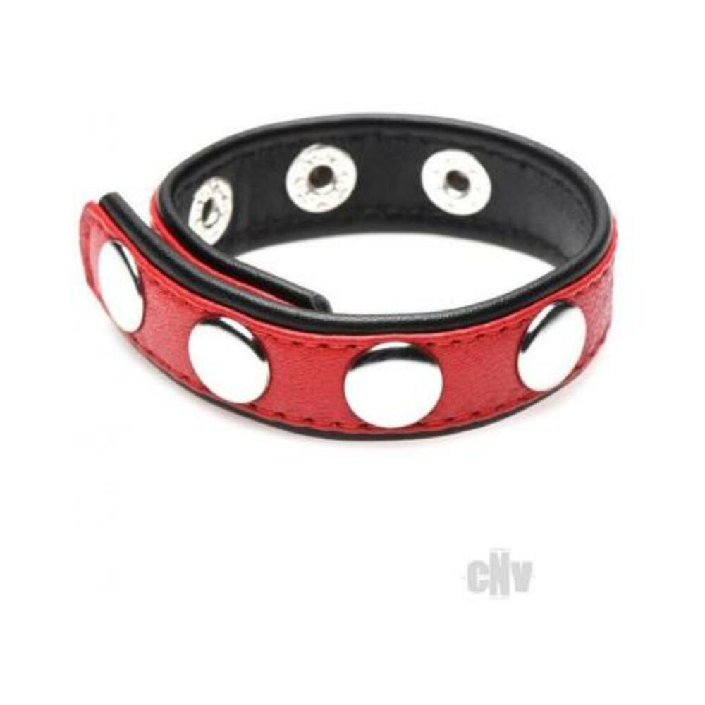 Leather Speed Snap Cock Ring - Red