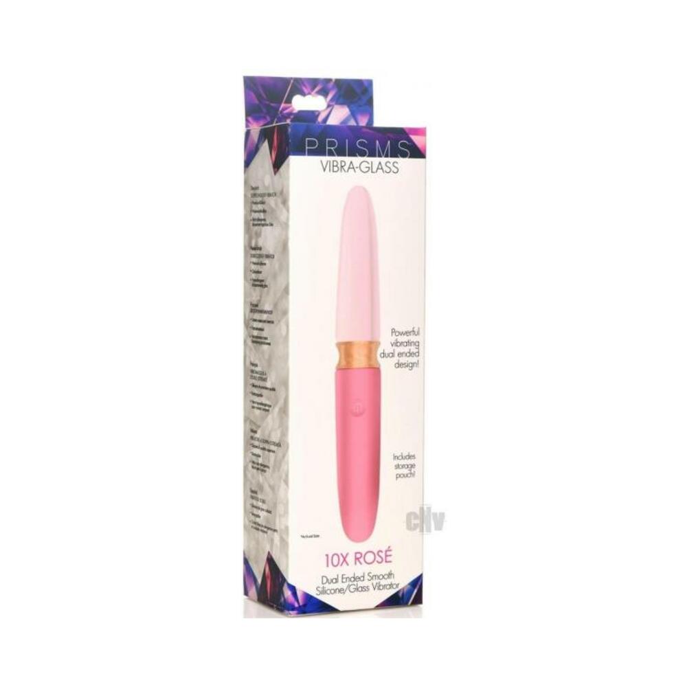 10X Rosé Dual Ended Smooth Silicone and Glass Vibrator