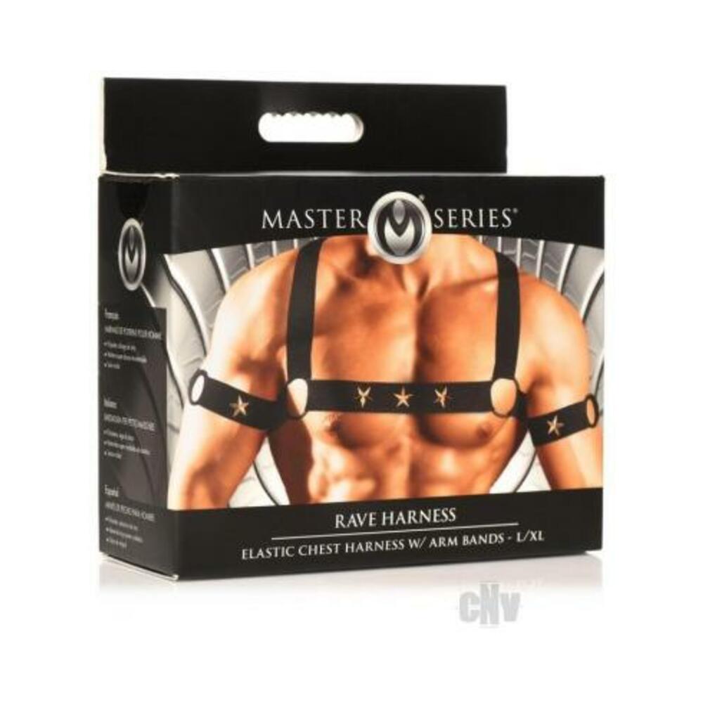 Rave Harness Elastic Chest Harness with Arm Bands - L/XL