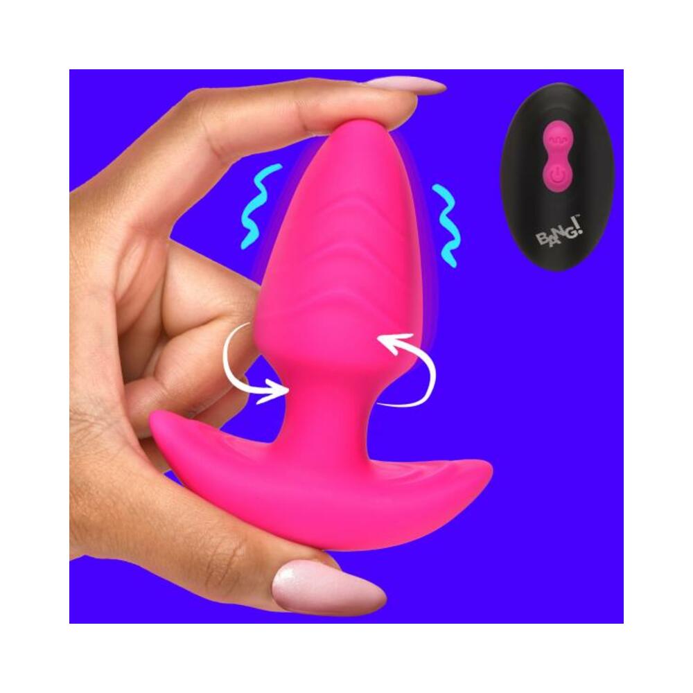 Rotating and Vibrating Silicone Butt Plug - Pink