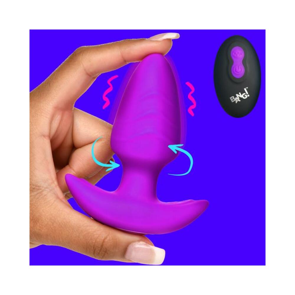 Rotating and Vibrating Silicone Butt Plug - Purple