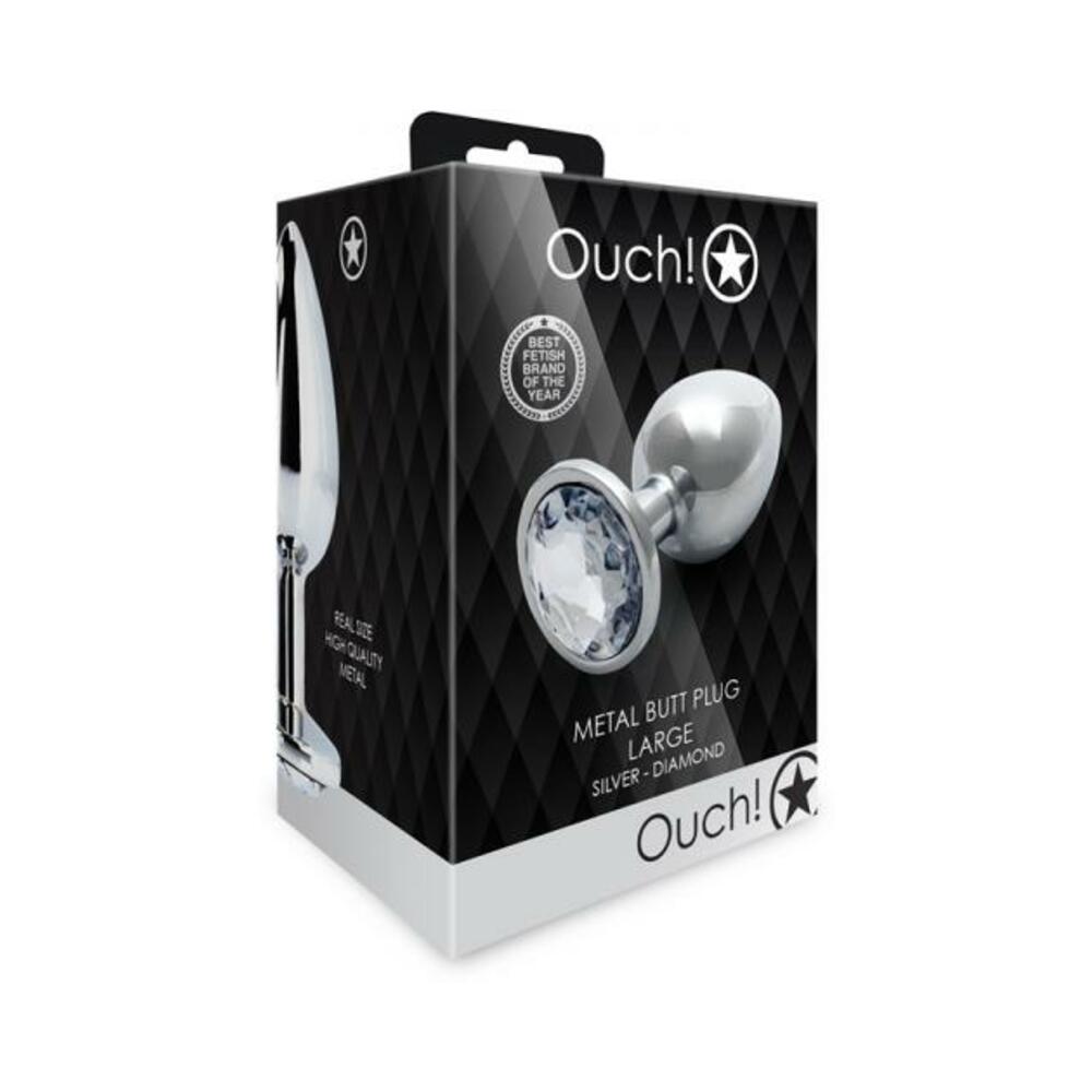 Shots Ouch! Round Gem Butt Plug Large Silver/diamond