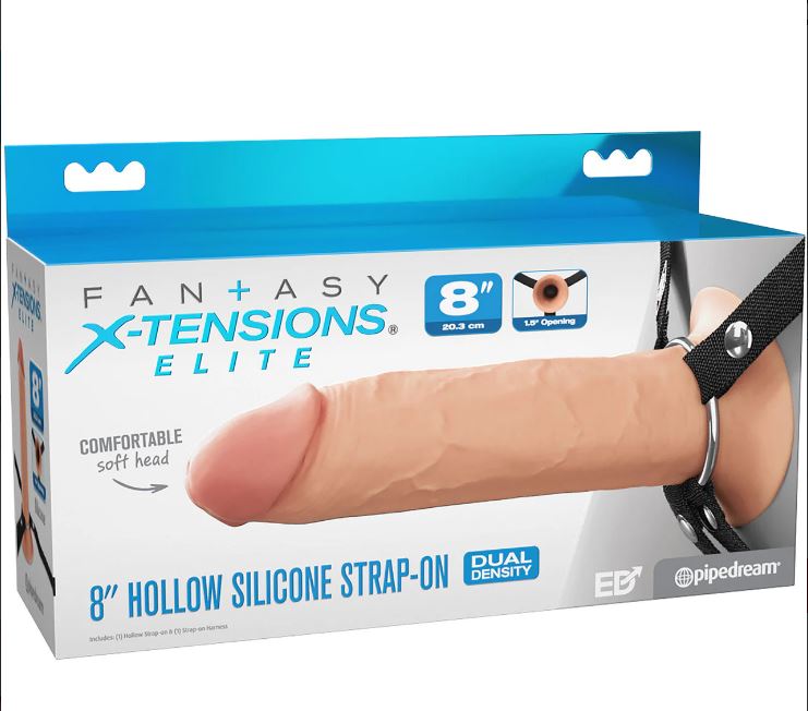 Fantasy X-Tensions Elite Hollow Silicone Strap-On 8in Light