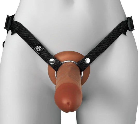 Fantasy X-Tensions Elite Hollow Silicone Strap-On 8in Brown