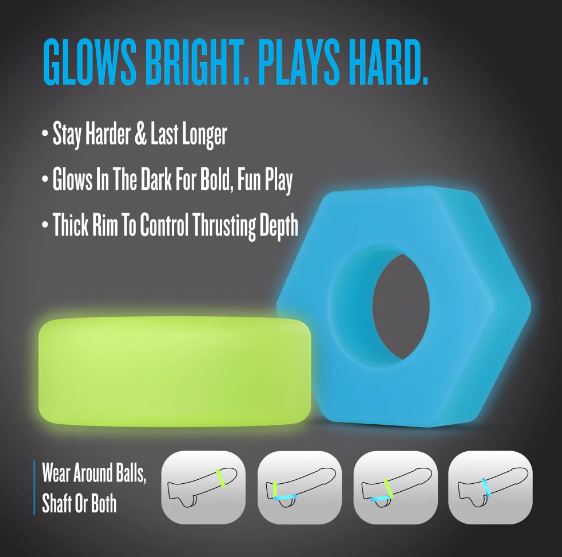 Performance Plus Flash 2 Cock Ring Set Glow IN the Dark