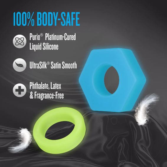 Performance Plus Flash 2 Cock Ring Set Glow IN the Dark