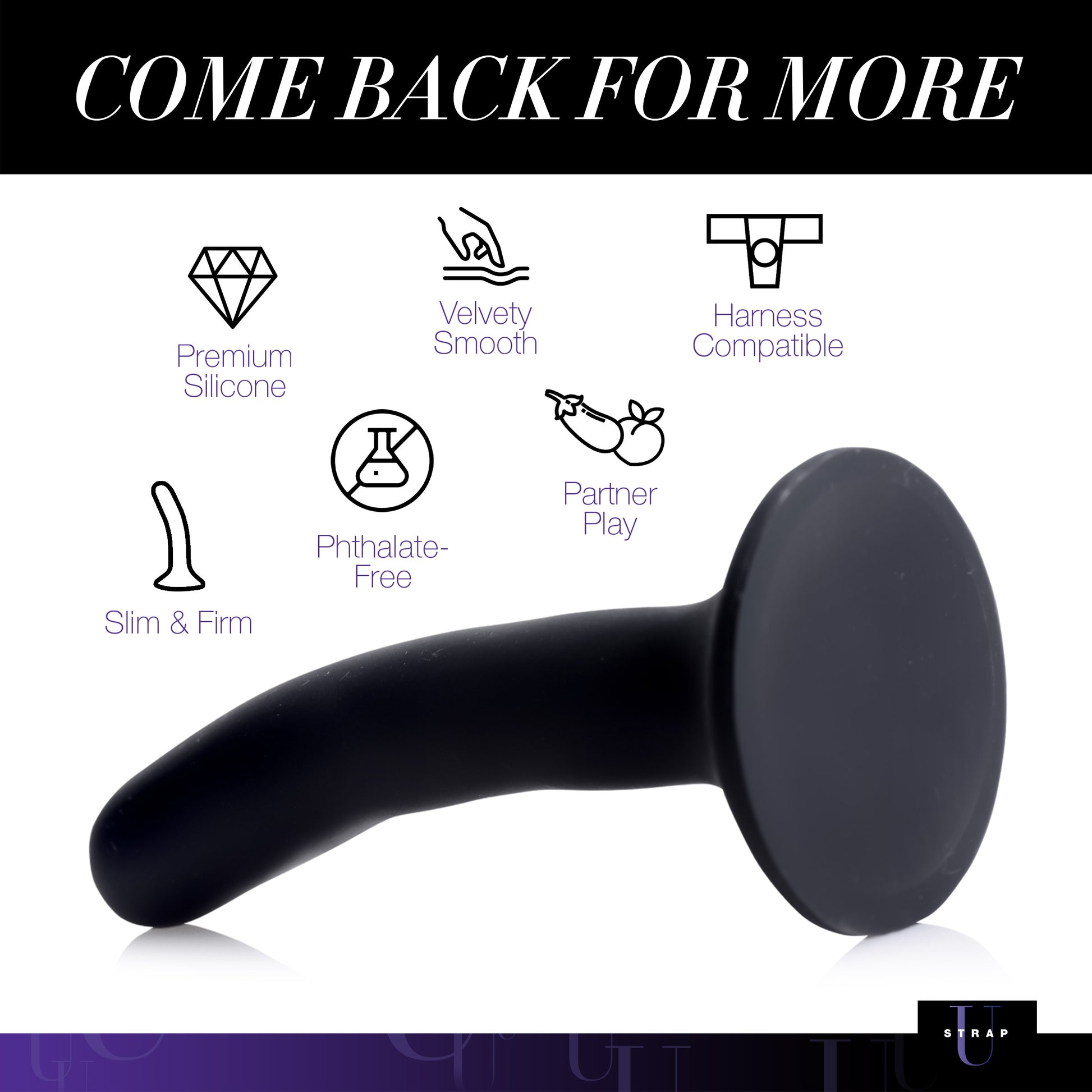 Black Silicone Strap-On Dildo - Small