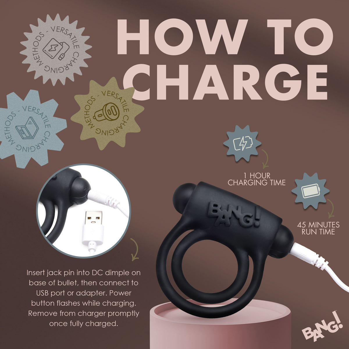 Remote Control 28X Vibrating Cock Ring and Bullet - Black