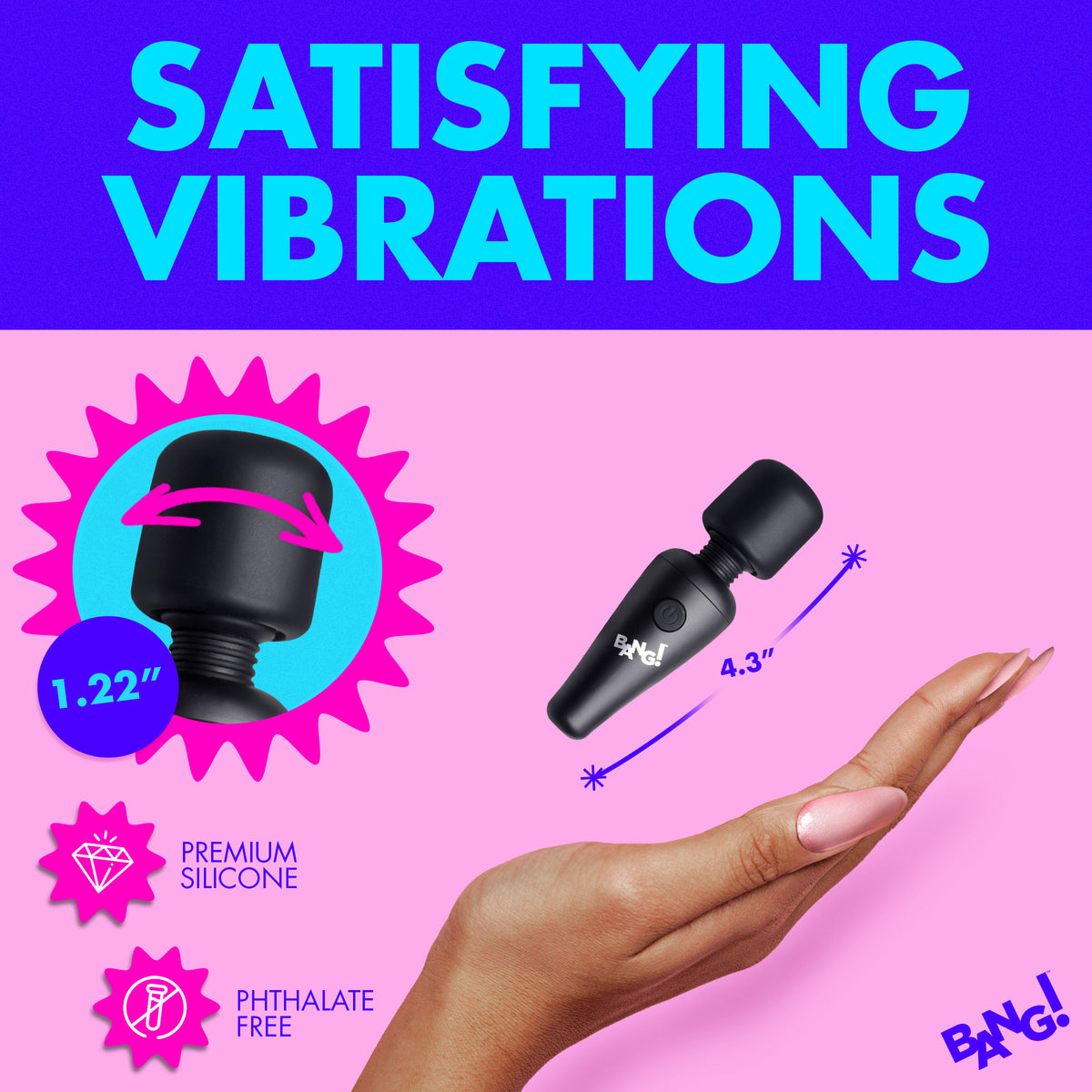 10X Ultra Powerful Silicone Mini Wand - Black