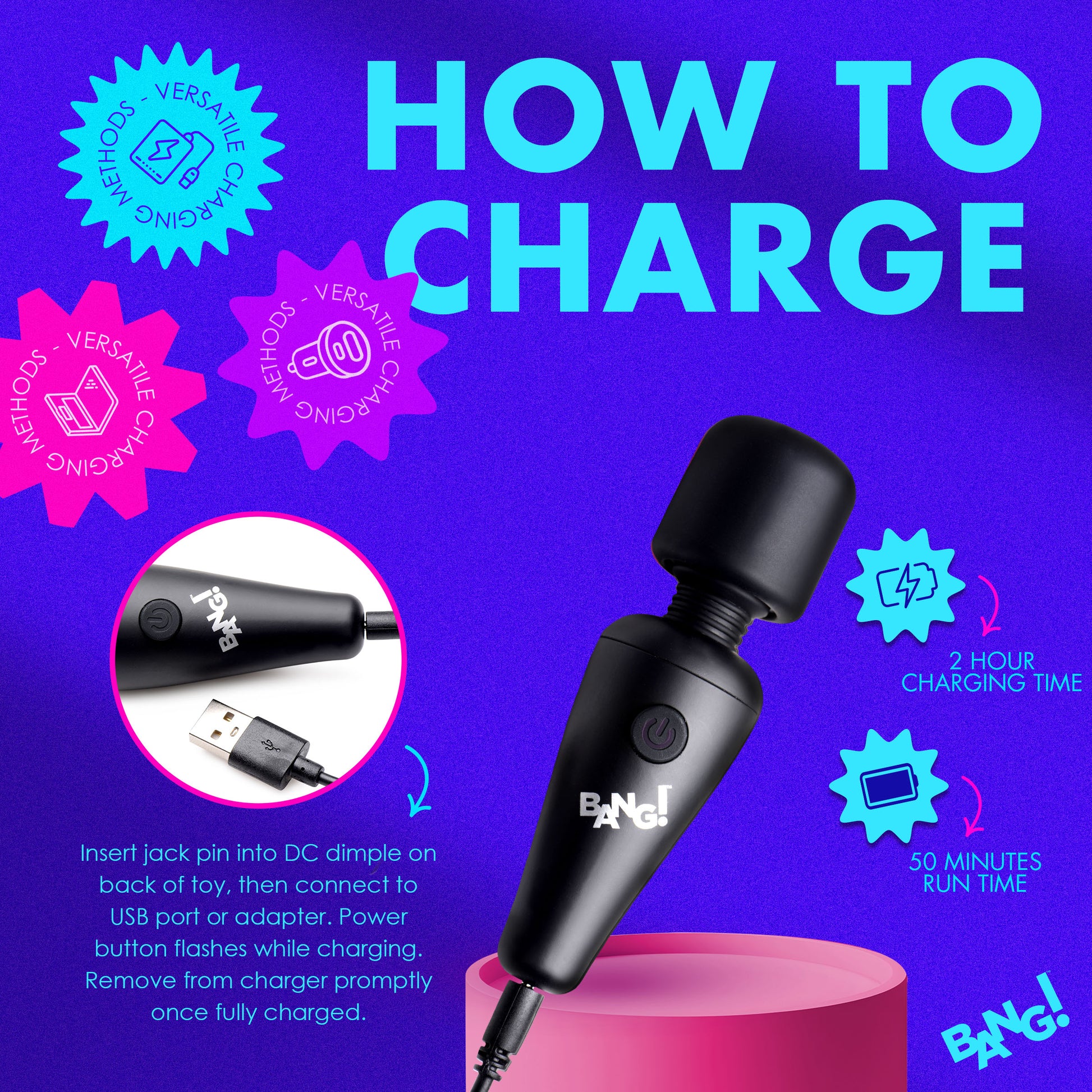 10X Ultra Powerful Silicone Mini Wand - Black