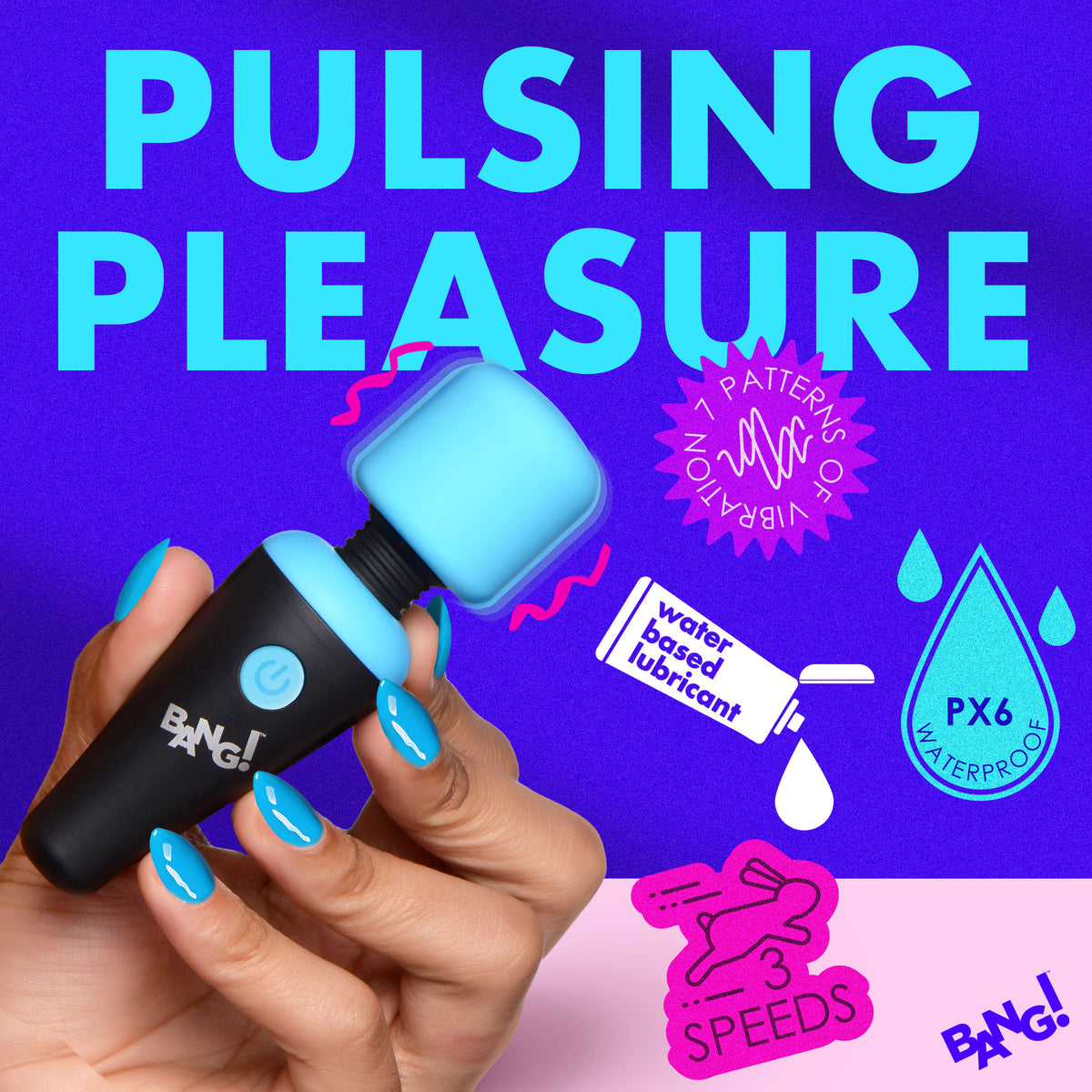 10X Ultra Powerful Silicone Mini Wand - Blue