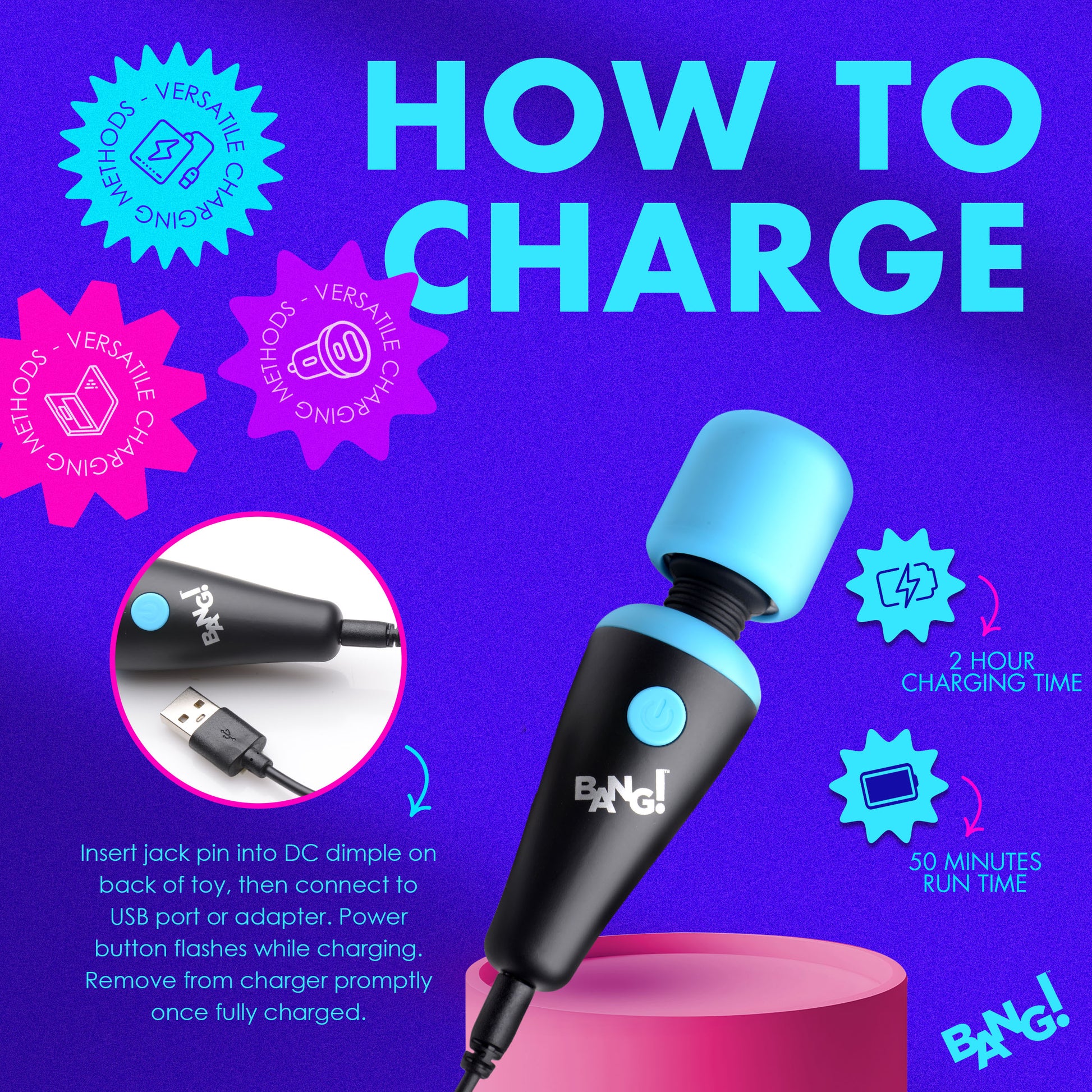 10X Ultra Powerful Silicone Mini Wand - Blue