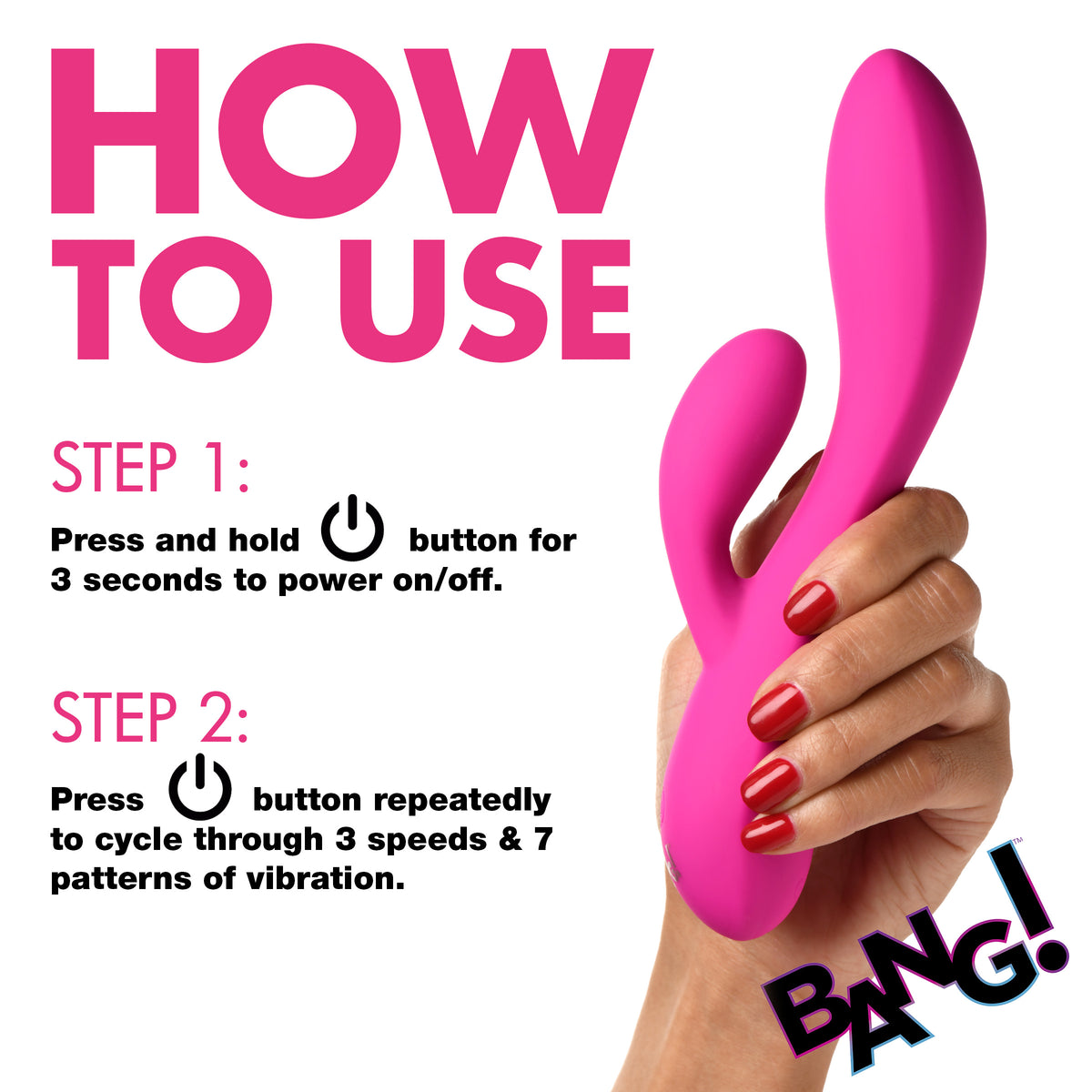 10X Flexible Silicone Rabbit Vibrator - Pink