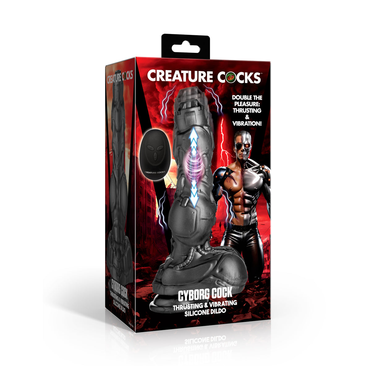 Cyborg Cock Thrusting and Vibrating Silicone Dildo