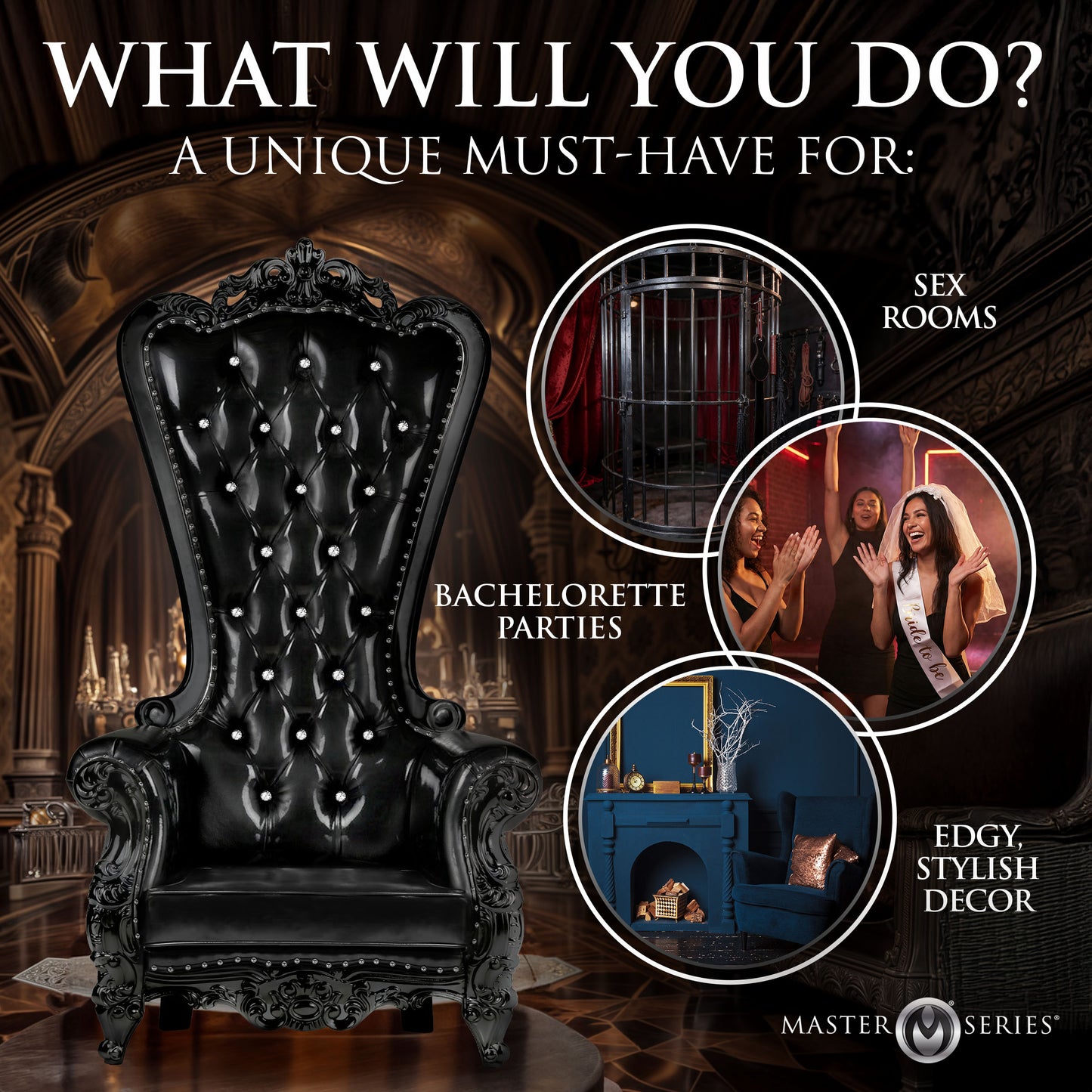 BDSM Throne Chair - Black