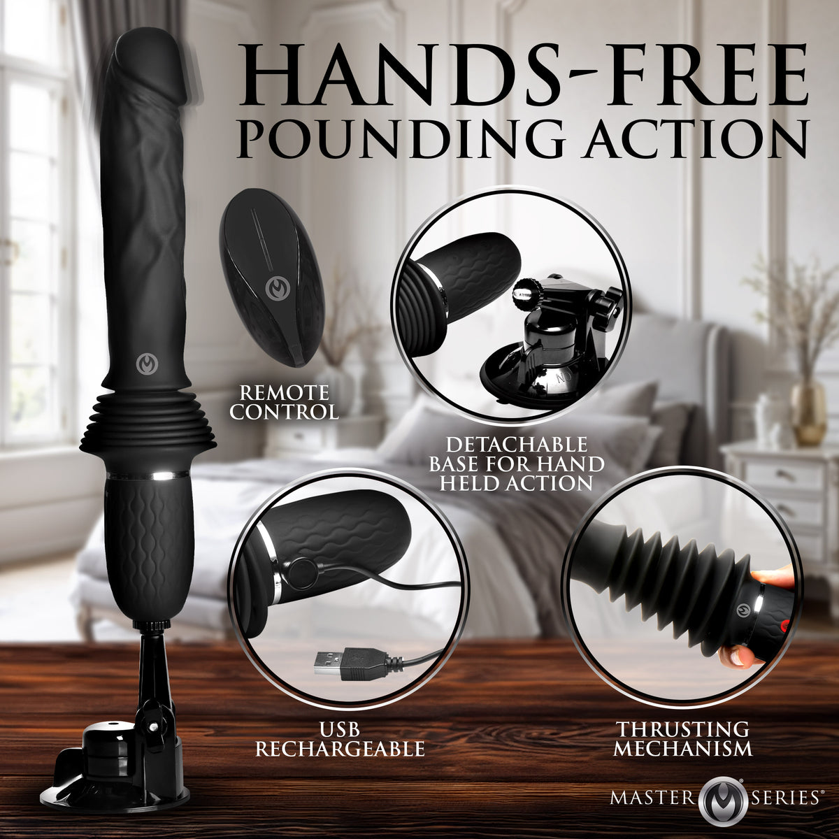 Ultimate Power Pounder Vibrating & Thrusting Silicone Dildo w/ Remote