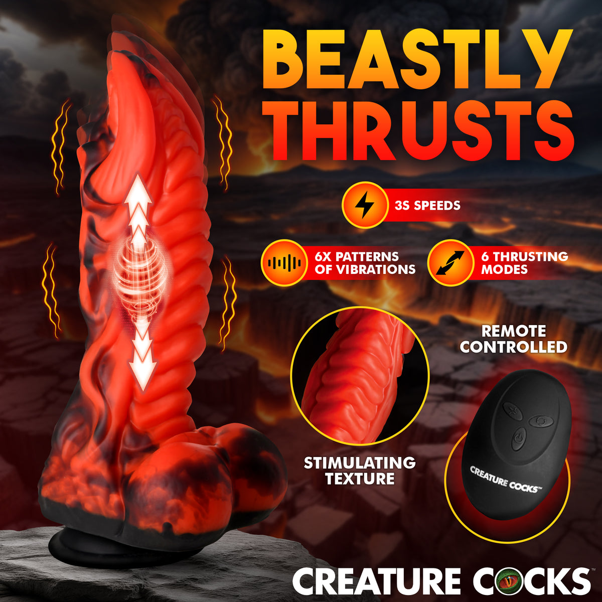 Dragon Thrust Thrusting and Vibrating Silicone Dildo