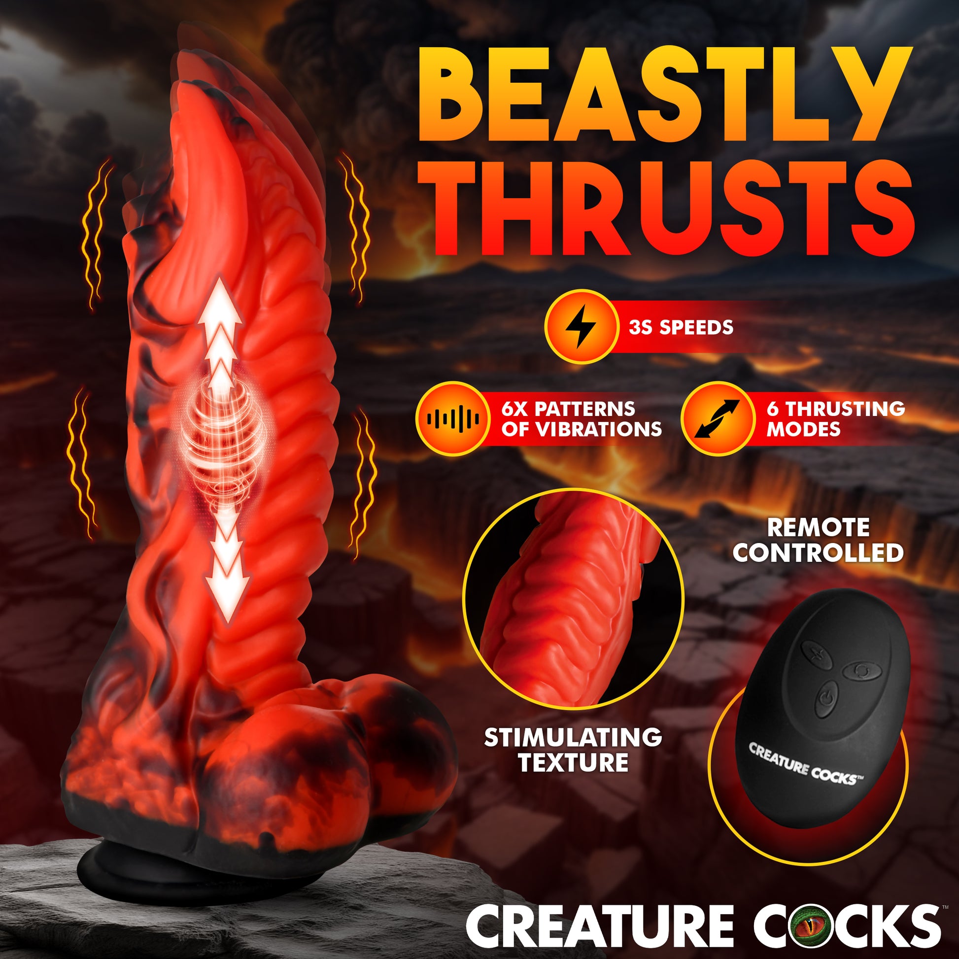 Dragon Thrust Thrusting and Vibrating Silicone Dildo