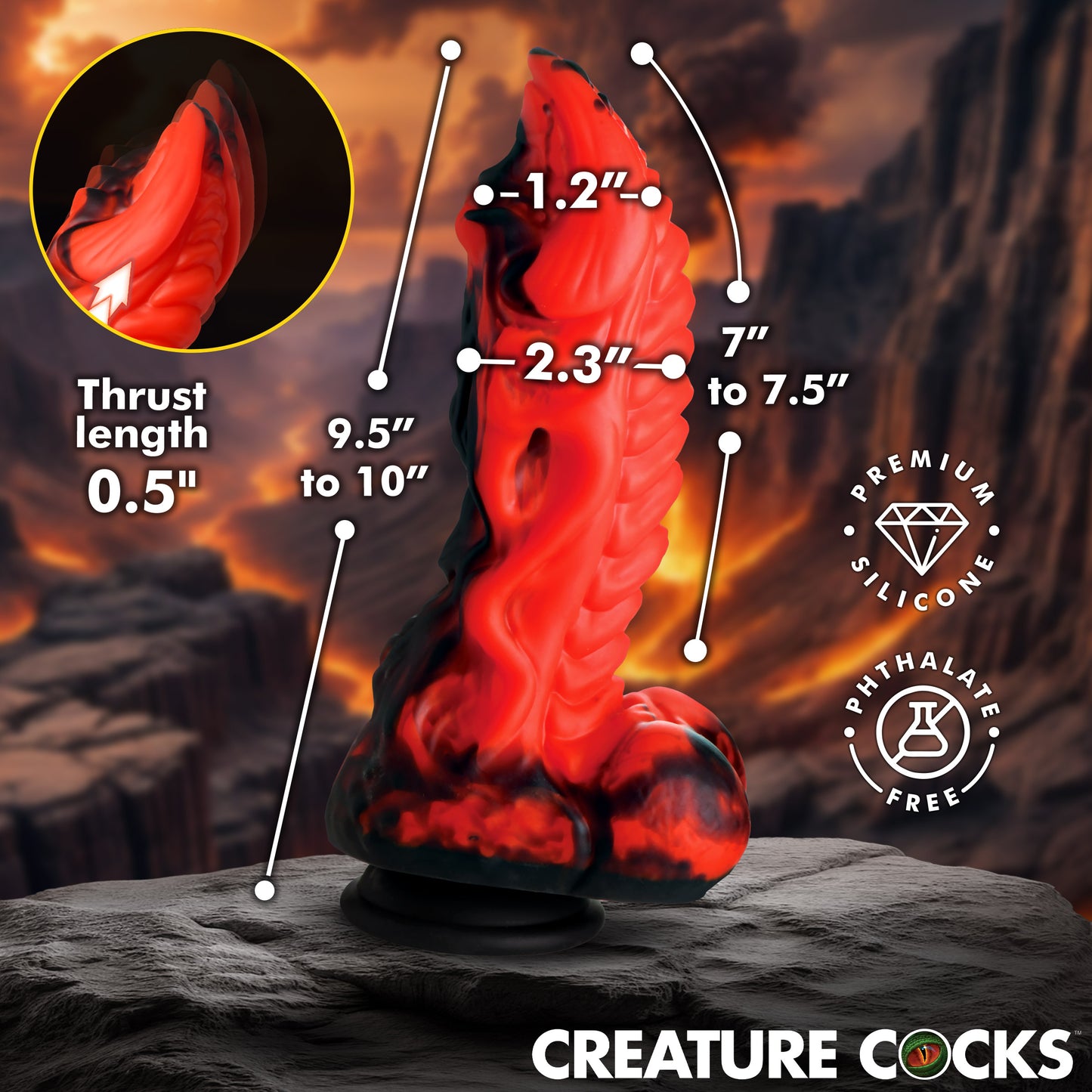 Dragon Thrust Thrusting and Vibrating Silicone Dildo