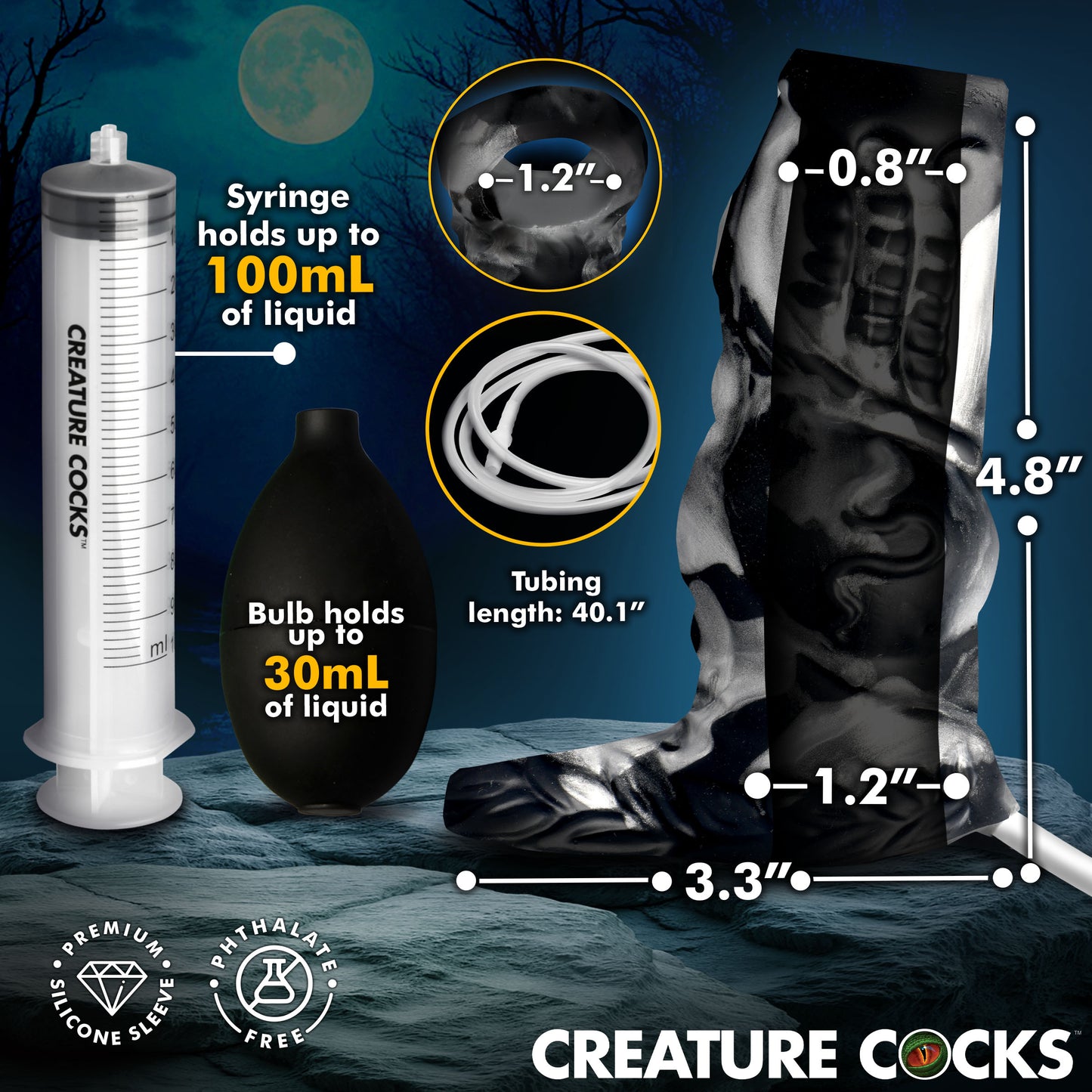 Night Prowler Squirting Silicone Penis Enhancer - Silver