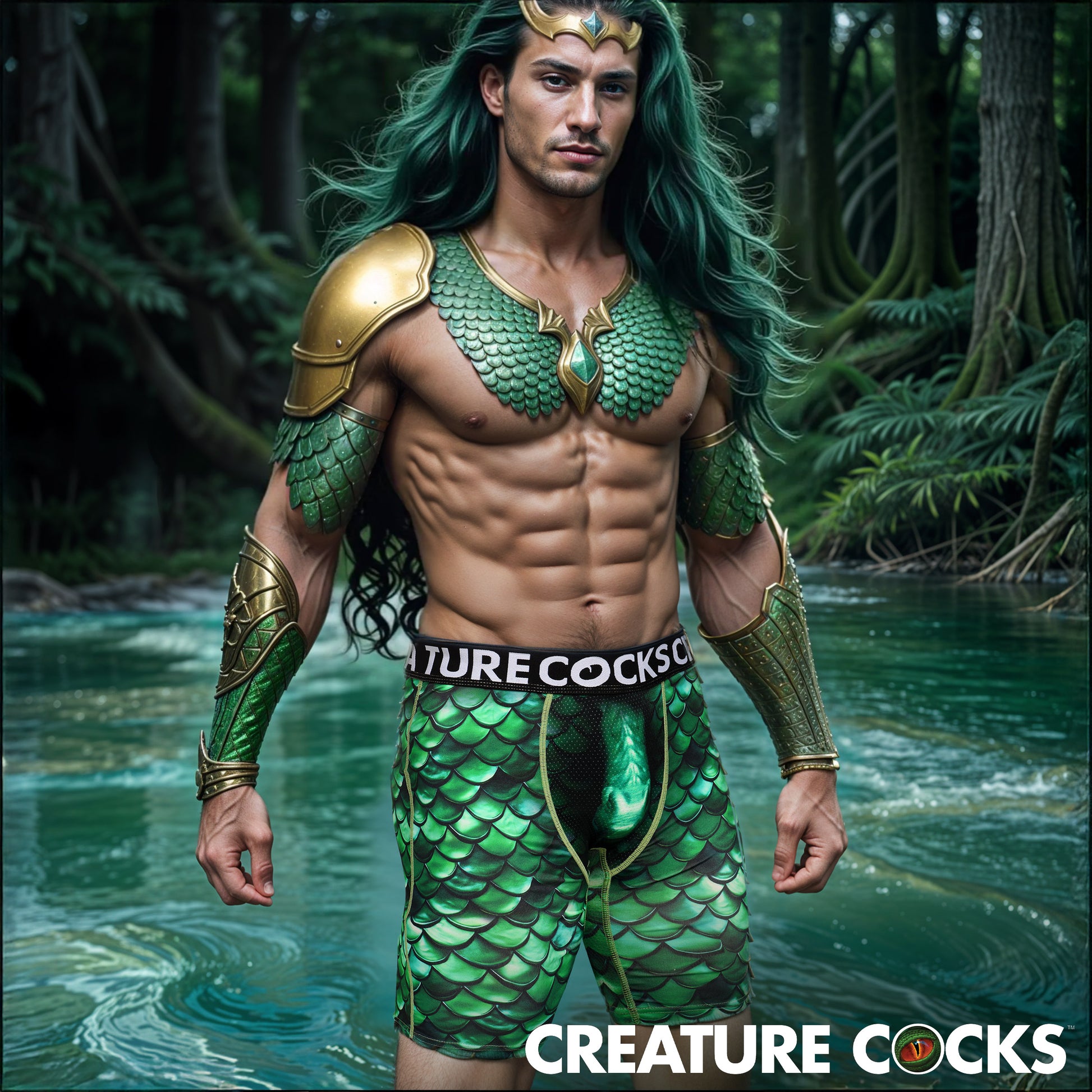 Creature Wear Cockness Monster Lake Creature Boxer Shorts - Small