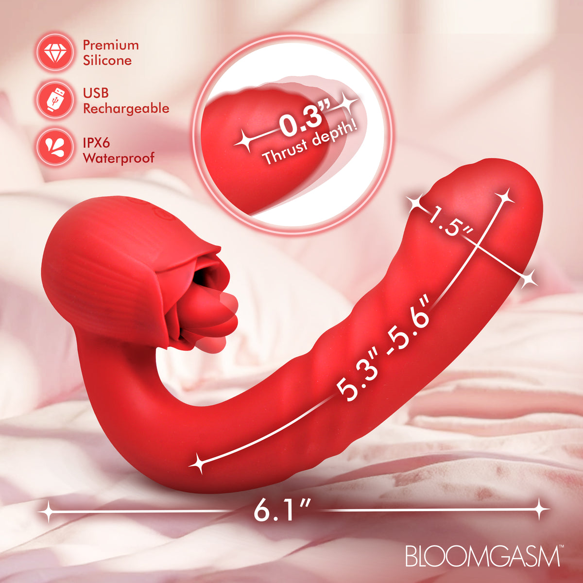 Boom Bloom Thrusting and Licking Rose Vibrator