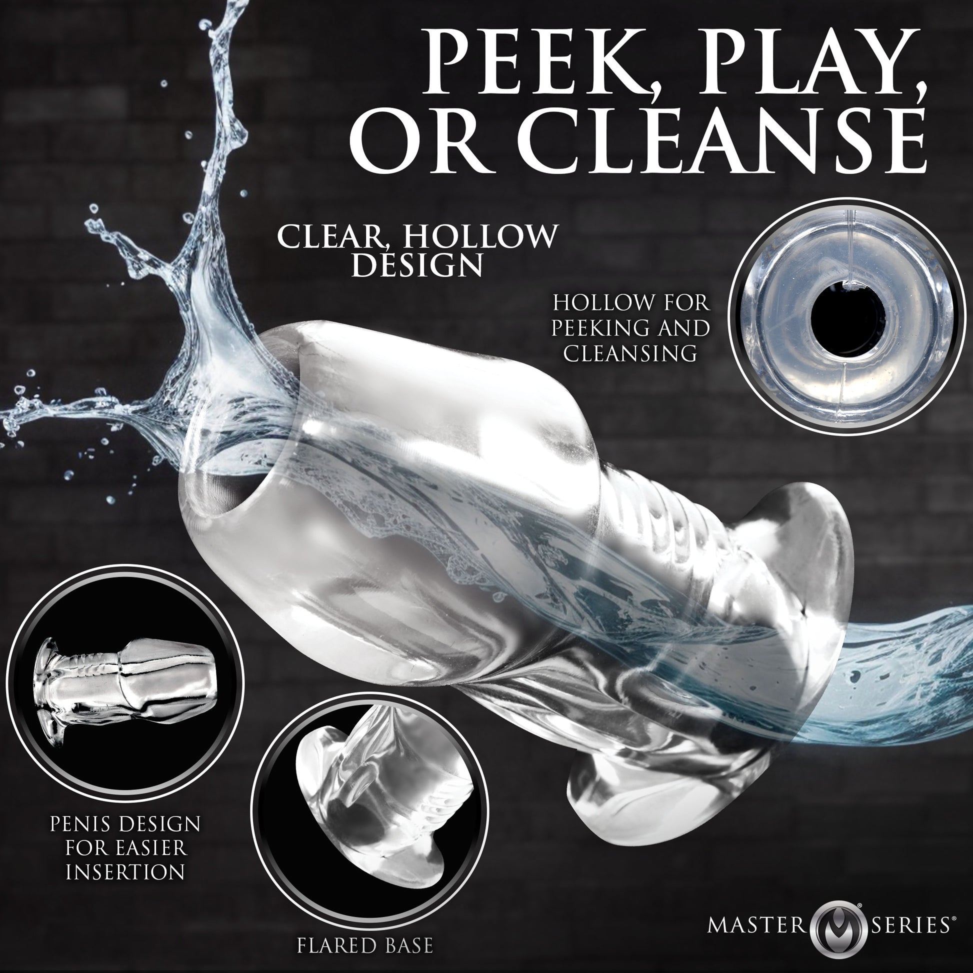 Dicked Clear Hollow Anal Plug - Small