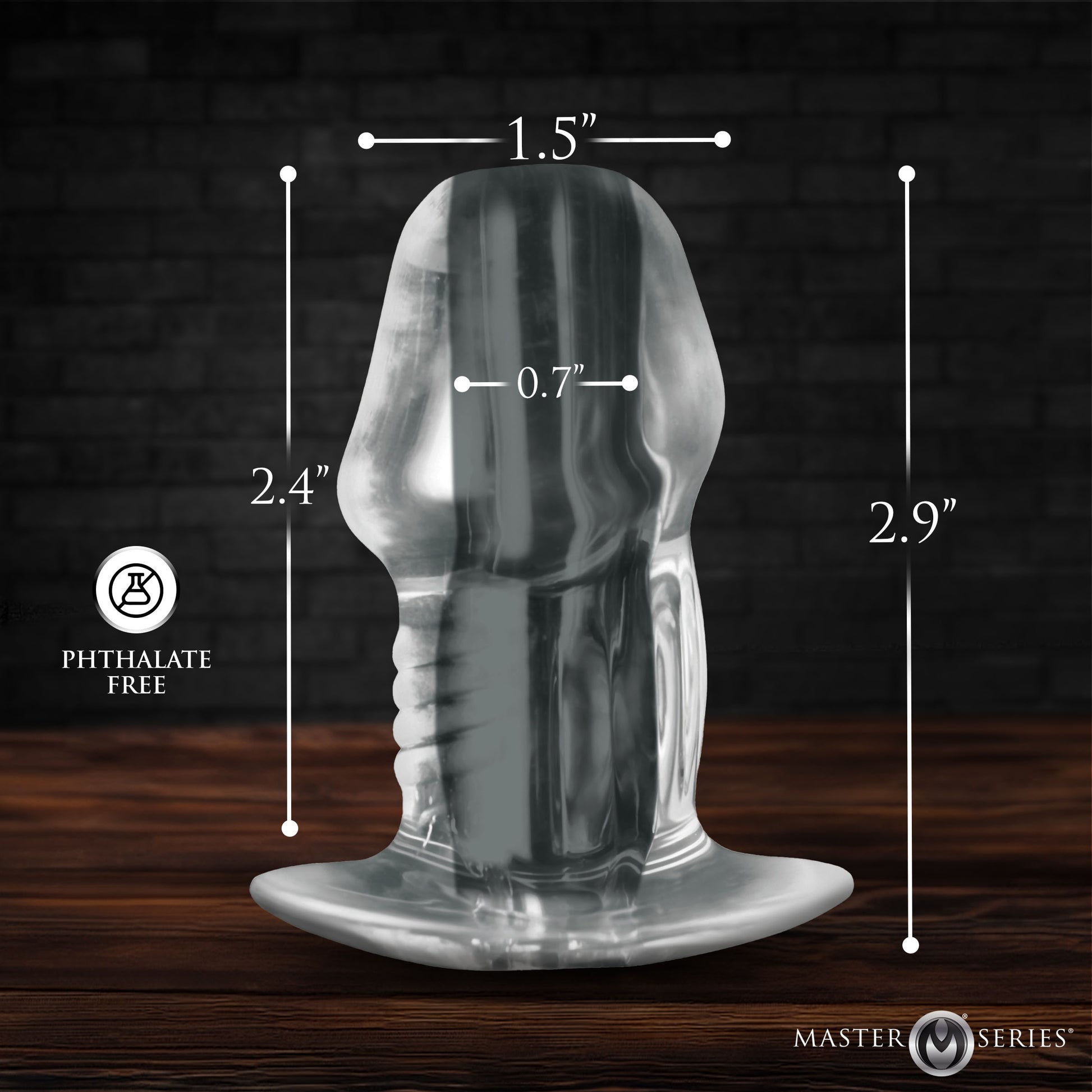 Dicked Clear Hollow Anal Plug - Small