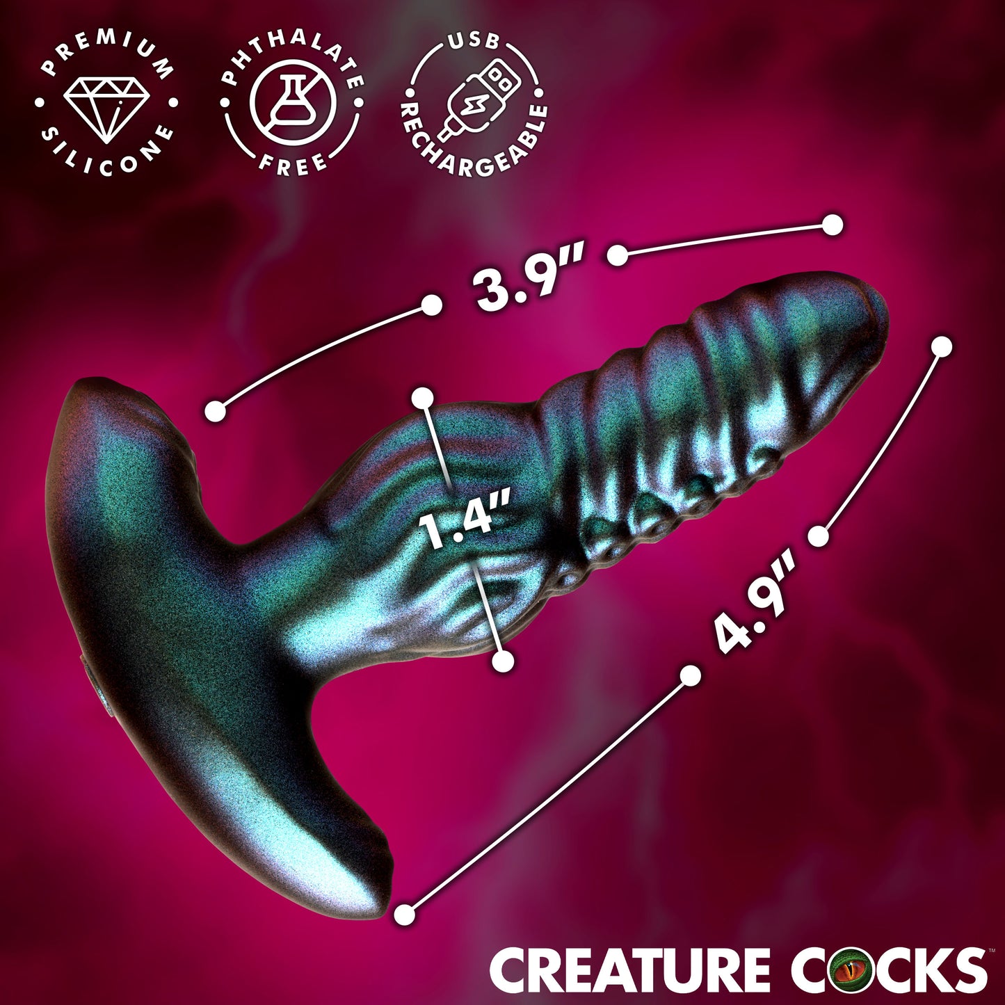 Octo-Squirm Vibrating and Squirming Silicone Anal Plug