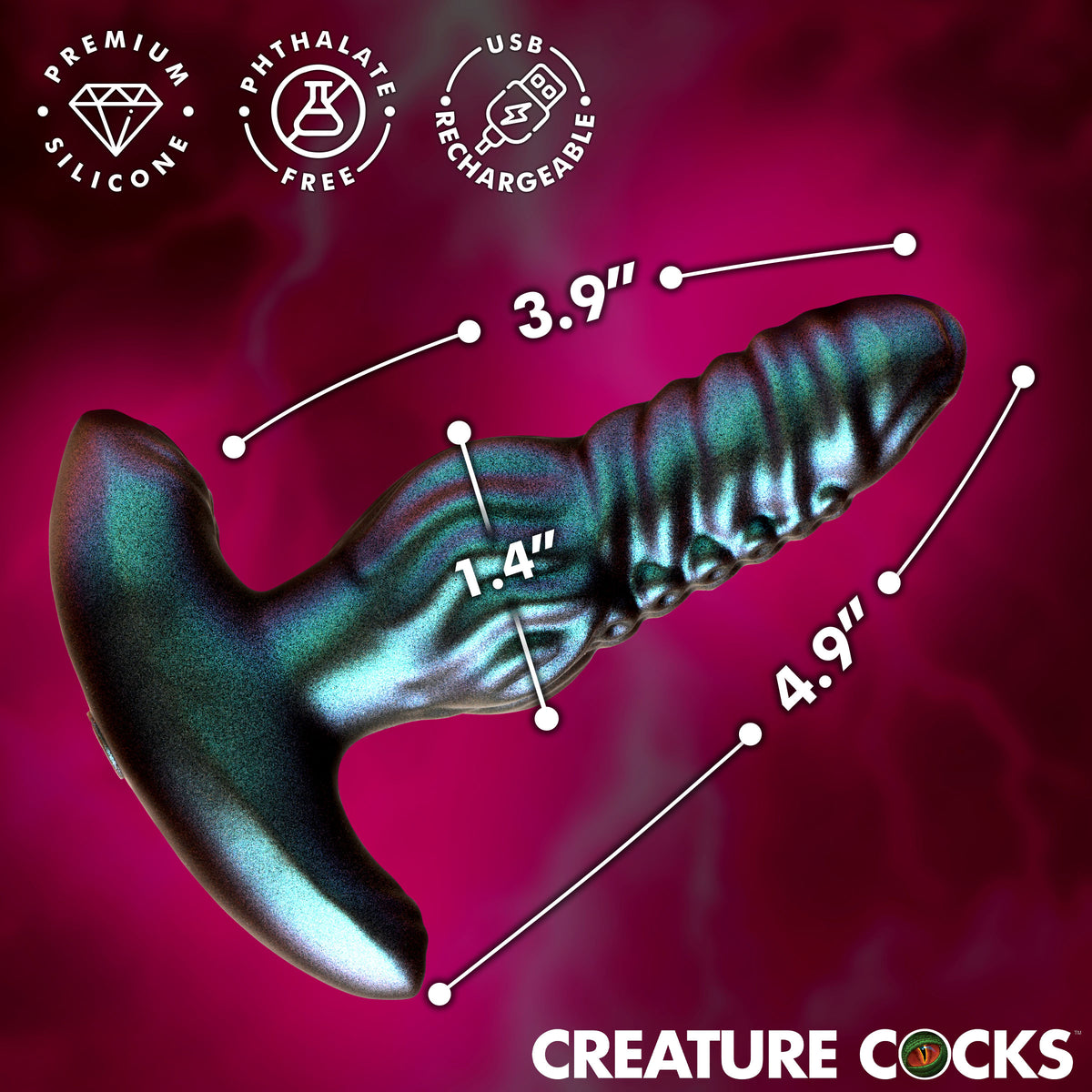 Octo-Squirm Vibrating and Squirming Silicone Anal Plug