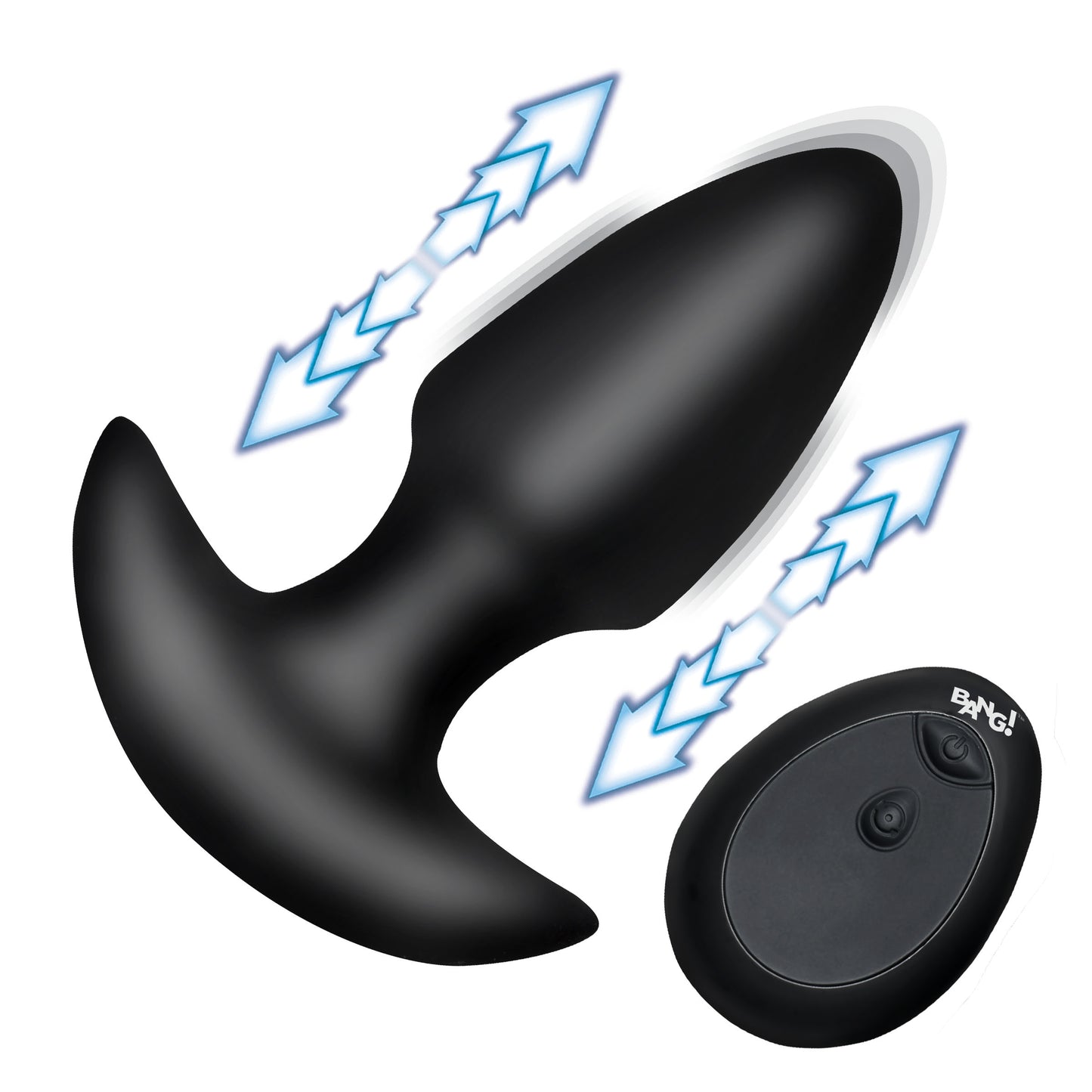 Thrusting and Vibrating Silicone Butt Plug - Black