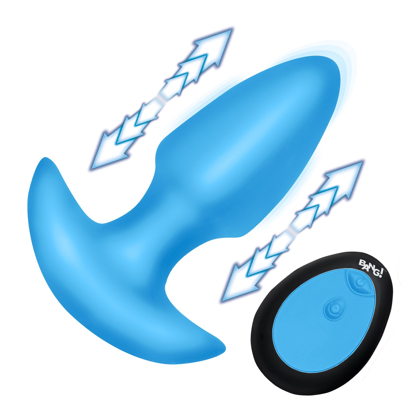 Thrusting and Vibrating Silicone Butt Plug - Blue