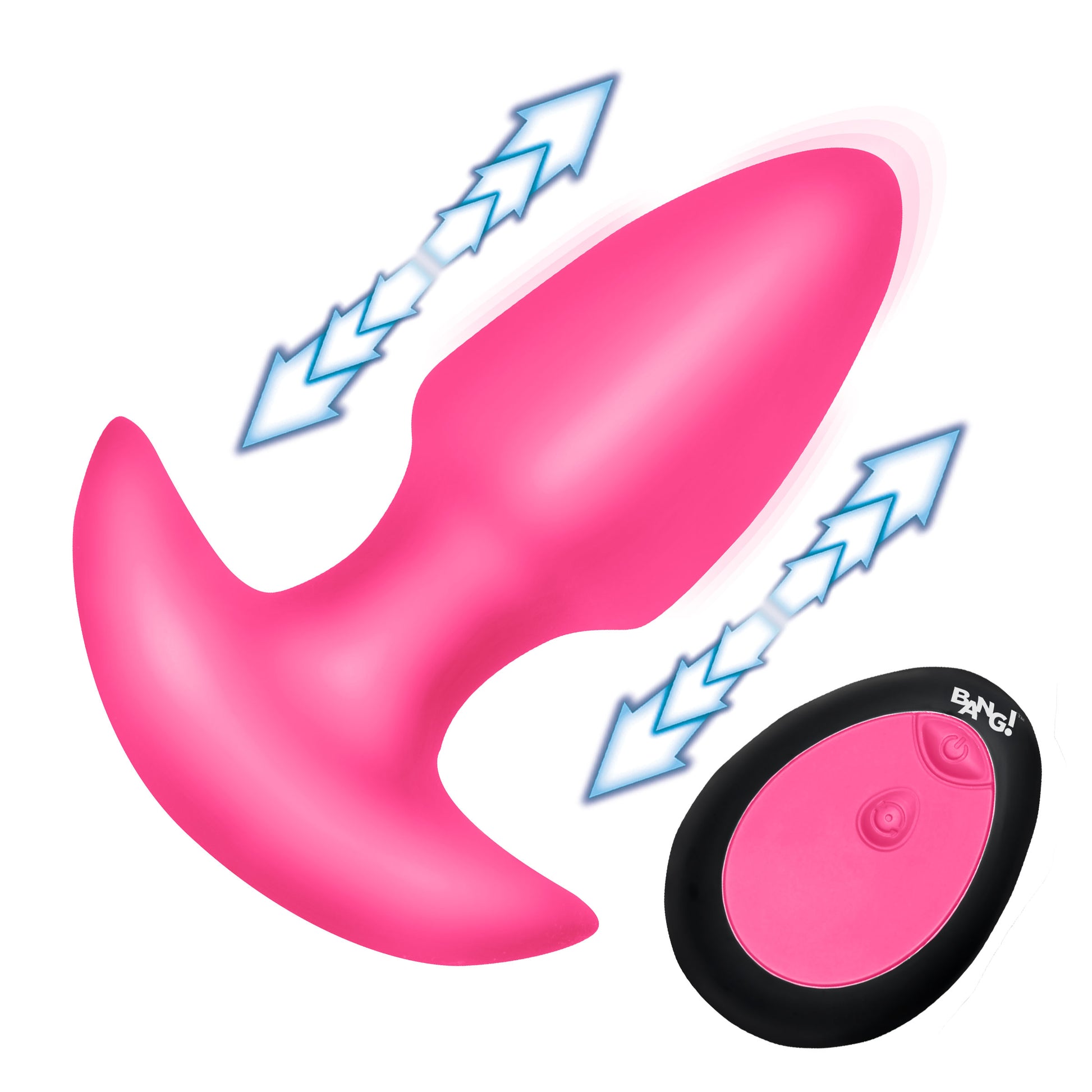 Thrusting and Vibrating Silicone Butt Plug - Pink