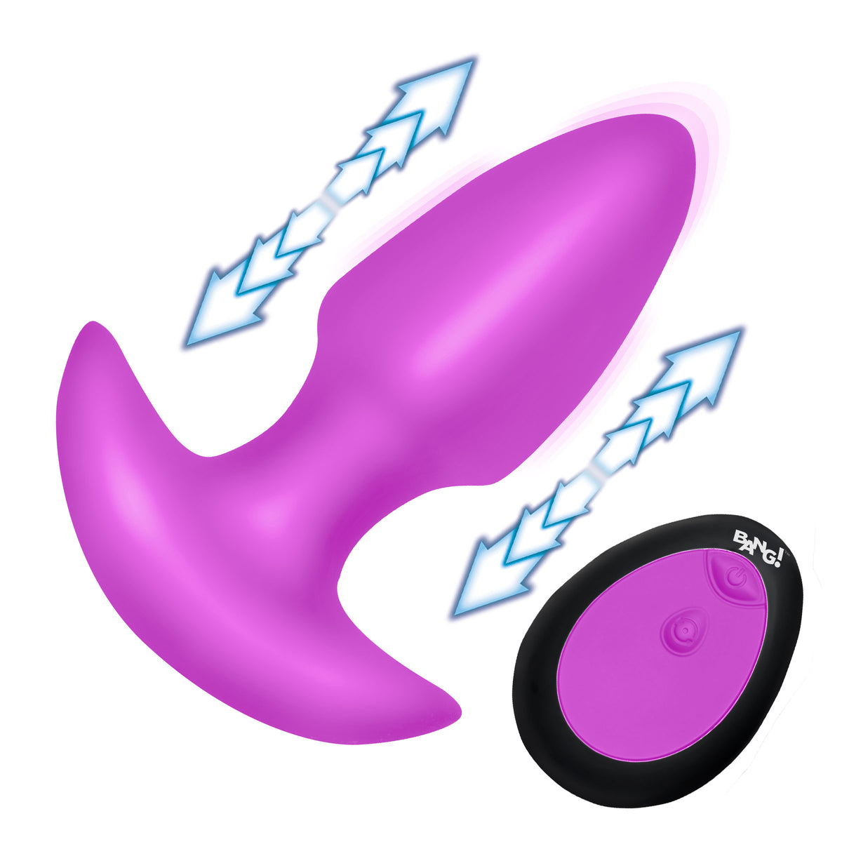 Thrusting and Vibrating Silicone Butt Plug - Purple